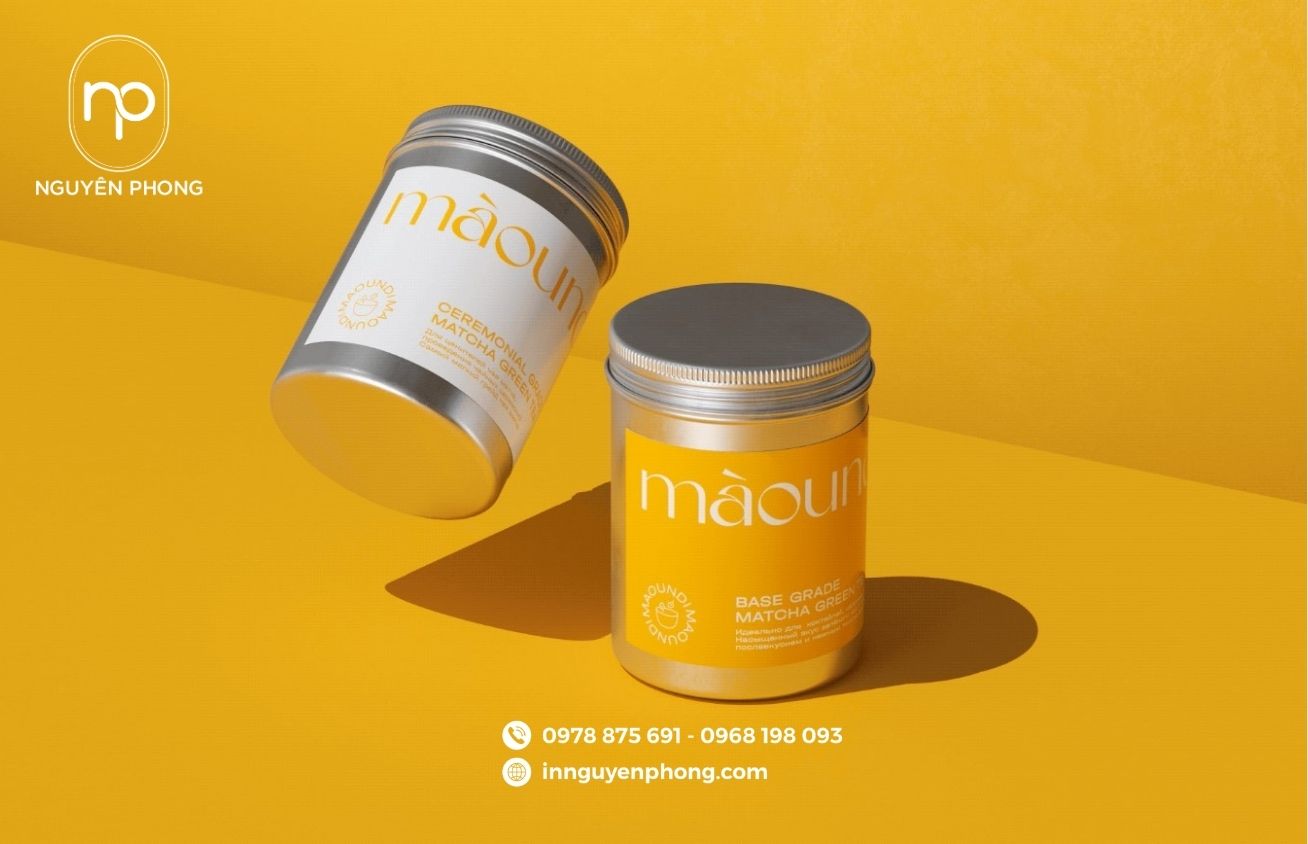 Mẫu tem nhãn bột trà xanh thiết kế đơn giản 